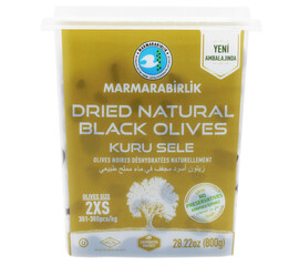 Marmara Birlik Gemlik Black Olives Kuru Sele /Dried Sele 2XS (351-380 pcs) 800Gr Plastic