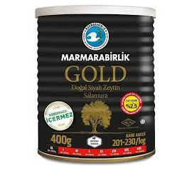 Marmara Birlik Gemlik Black Olives Gold XL %2.5 Salty 400Gr Can