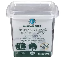 Marmara Birlik Gemlik Black Olives S Kuru Sele (Dried Sele) Iri Boy 291-320  400Gr Plastic