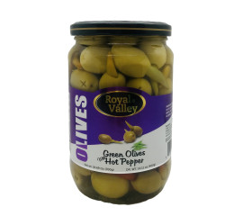Royal Valley Green Olives With Hot Pepper 700Gr Glass