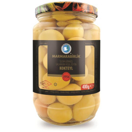 Marmara Birlik Green Olives 4XL Whole Kokteyl 400Gr Glass (141-160)