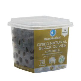 Marmara Birlik Gemlik Black Olives Kuru Sele/Dried Sele 2XS (351-380pcs) 400Gr Plastic