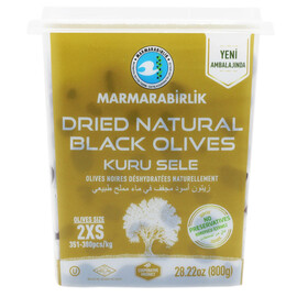 Marmara Birlik Gemlik Black Olives Kuru Sele /Dried Sele 2XS (351-380 pcs) 800Gr Plastic