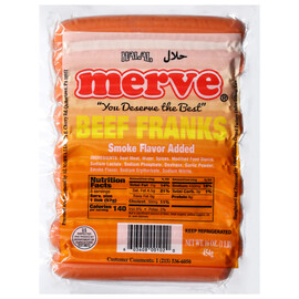 Merve Beef Franks Smoked Flavor Added 1Lb
