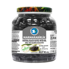 Marmara Birlik Gemlik Black Olives w/oil M-S 1000Gr Plastic