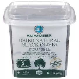 Marmara Birlik Gemlik Black Olives S Kuru Sele (Dried Sele) Iri Boy 291-320  400Gr Plastic