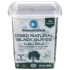 Marmara Birlik Gemlik Black Olives S Kuru Sele (Dried Sele) Iri Boy 291-320 800Gr Plastic
